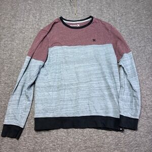 Y2K Hurley Colorblock‎ Sweatshirt Mens Medium Gray Maroon Crewneck Long Sleeve